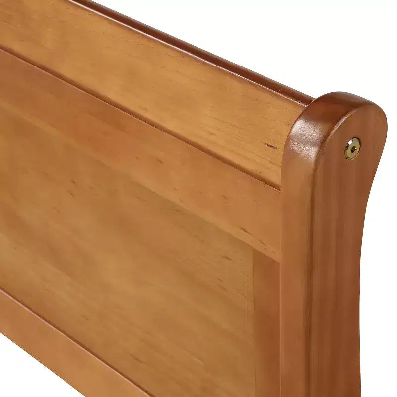 Wood Platform Bed Frame with Sleigh Design, Headboard, Footboard, and Sturdy Slat Support