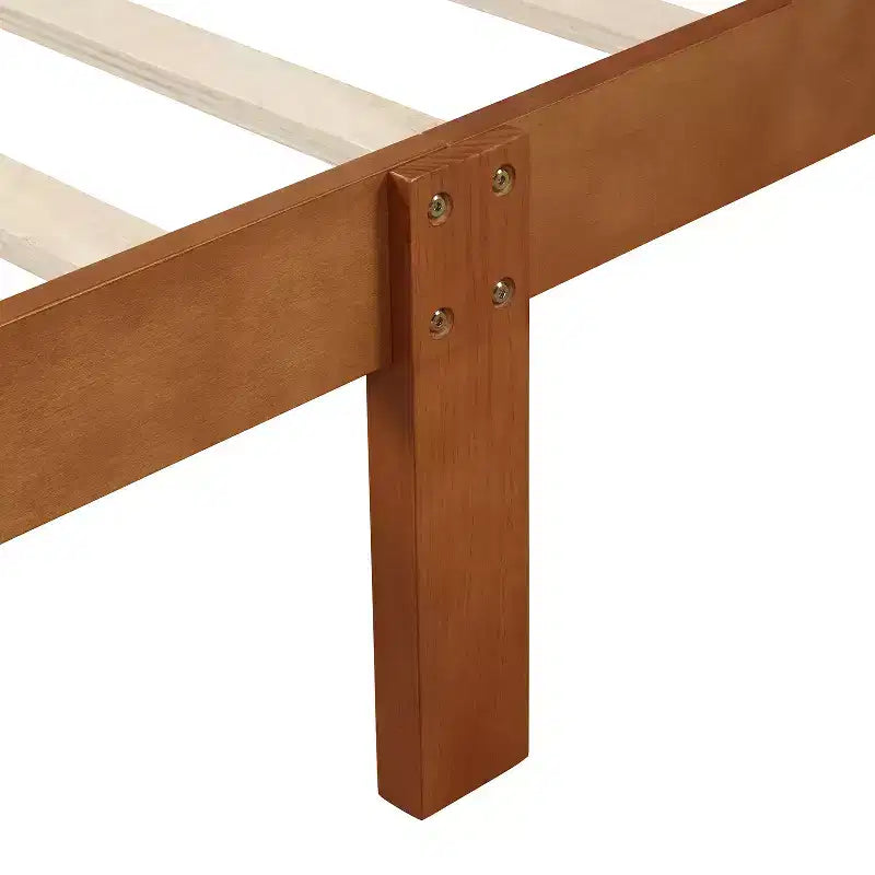 Wood Platform Bed Frame with Sleigh Design, Headboard, Footboard, and Sturdy Slat Support