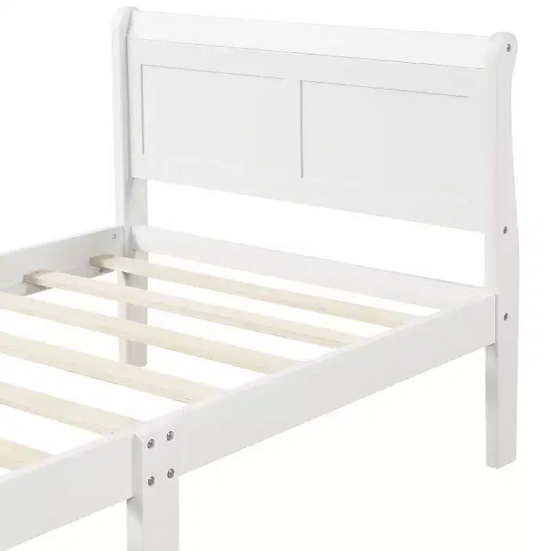 Wood Platform Bed Frame with Sleigh Design, Headboard, Footboard, and Sturdy Slat Support