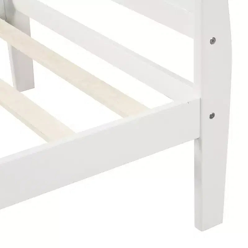 Wood Platform Bed Frame with Sleigh Design, Headboard, Footboard, and Sturdy Slat Support