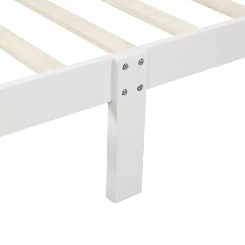 Wood Platform Bed Frame with Sleigh Design, Headboard, Footboard, and Sturdy Slat Support
