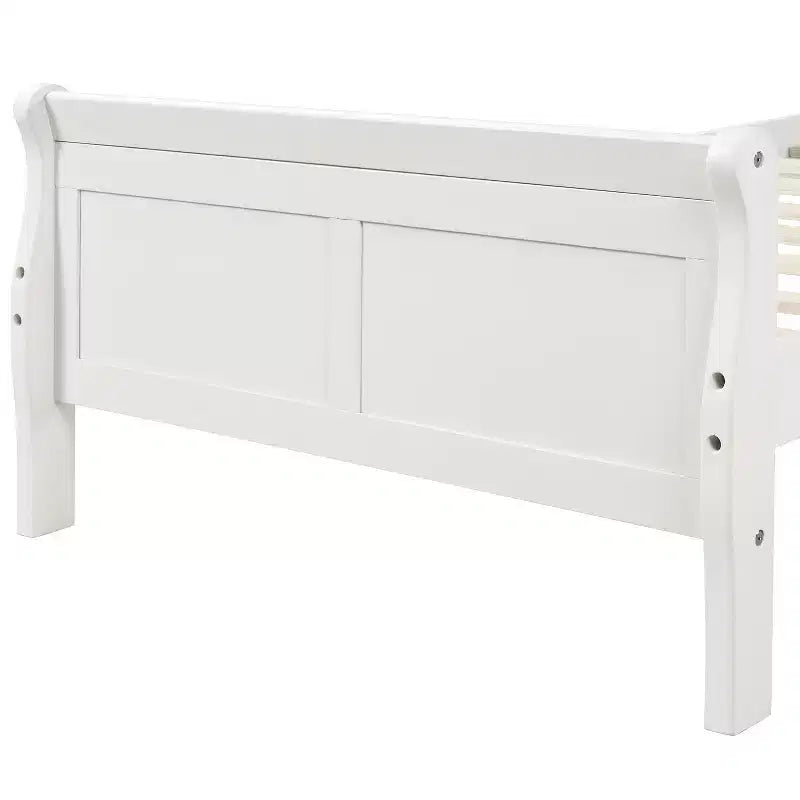 Wood Platform Bed Frame with Sleigh Design, Headboard, Footboard, and Sturdy Slat Support