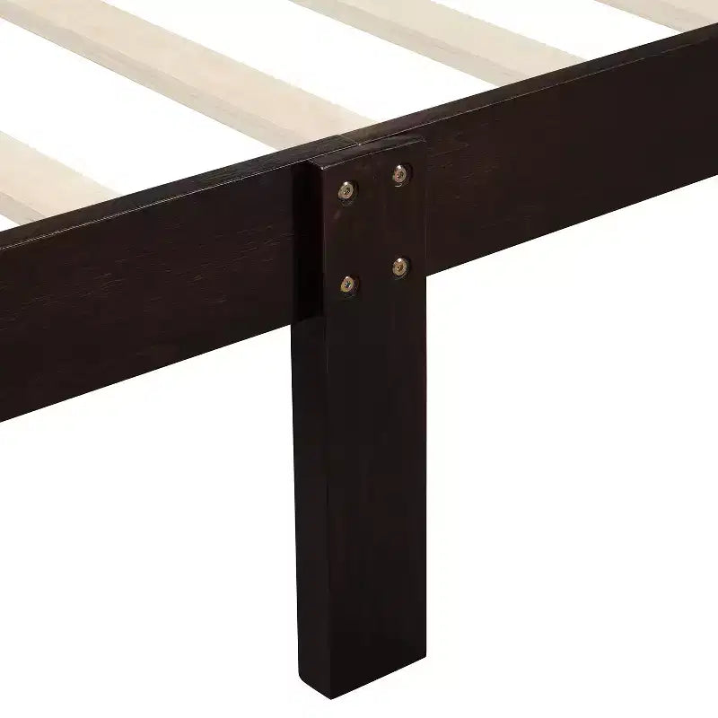 Wood Platform Bed Frame with Sleigh Design, Headboard, Footboard, and Sturdy Slat Support