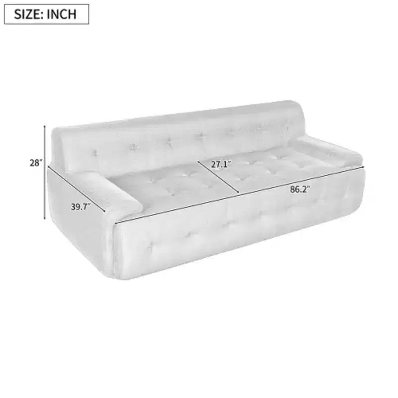 Modern Minimalist Style Tufted Design Upholstered Sofa, 3-Seat Compression Sofa for Living Room, Bedroom, and Apartment