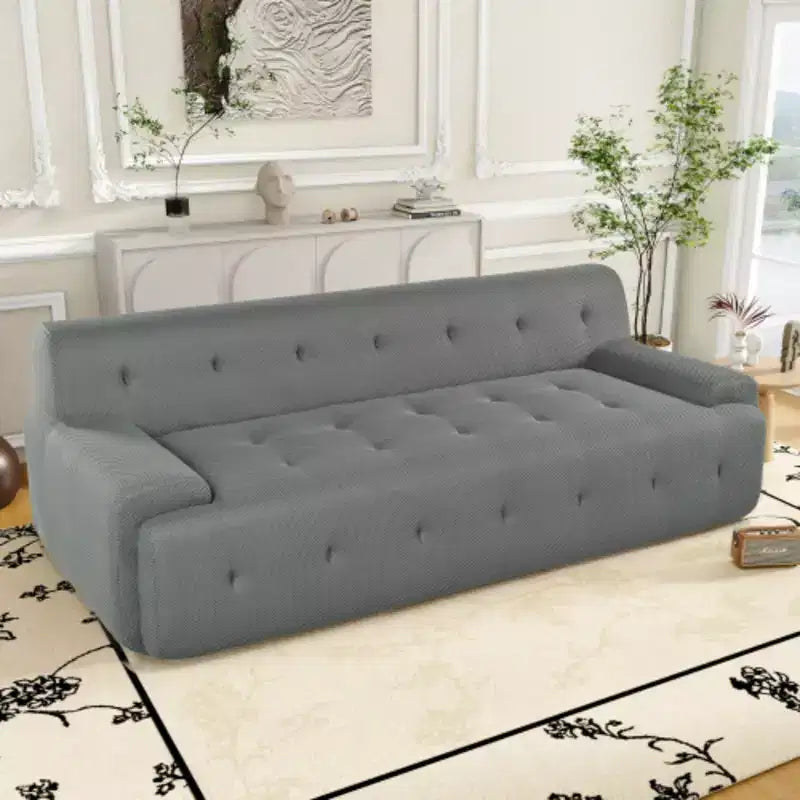 Modern Minimalist Style Tufted Design Upholstered Sofa, 3-Seat Compression Sofa for Living Room, Bedroom, and Apartment