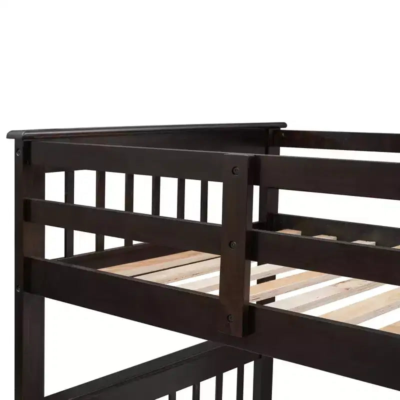 Twin-Over-Full Stairway Bunk Bed with Drawer, Storage and Guard Rail