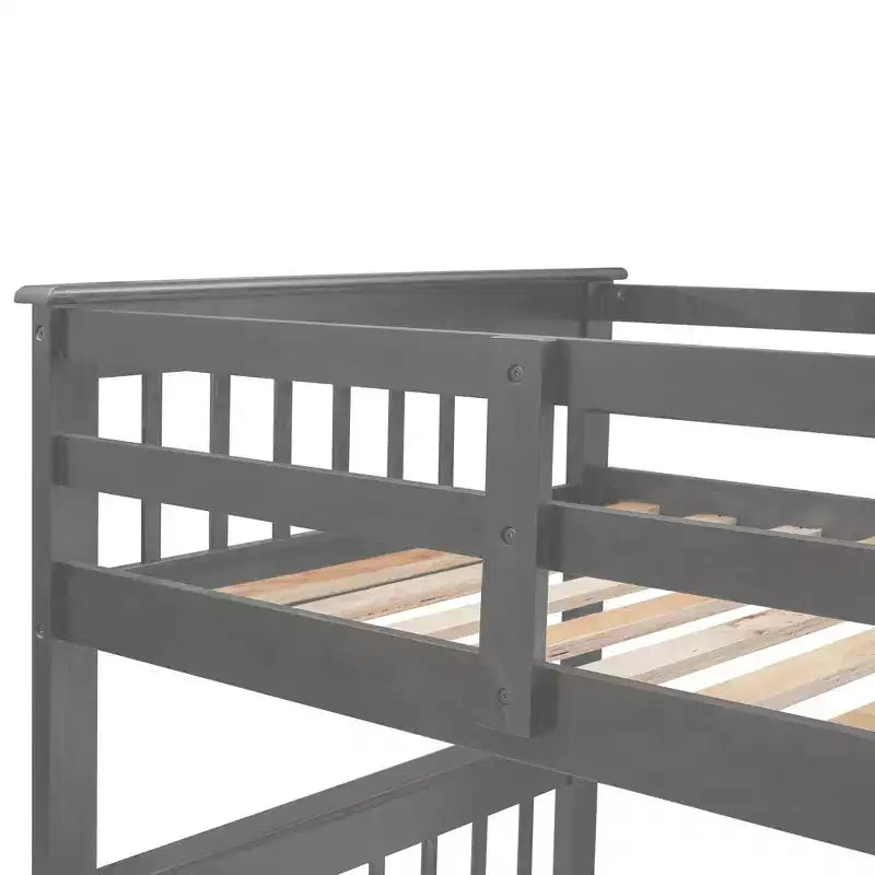 Twin-Over-Full Stairway Bunk Bed with Drawer, Storage and Guard Rail
