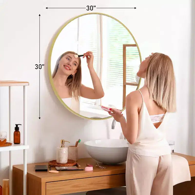 30 InchCircular Wall Mirror, Hanging Mirror for Above Sink, Bathroom Hanging Mirror