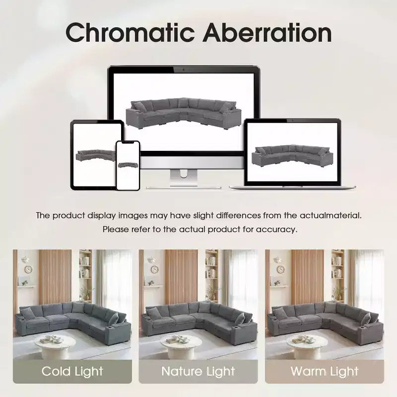 106" Corduroy Convertible L-Shaped Corner Sofa with Armrest Storage and Cup Holders