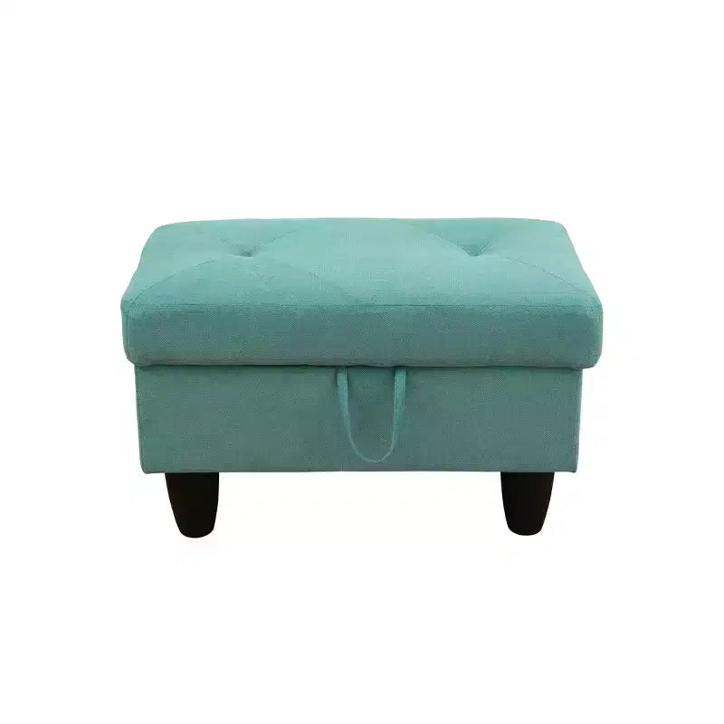 28.5 in. W Linen Rectangle Ottoman with Storage