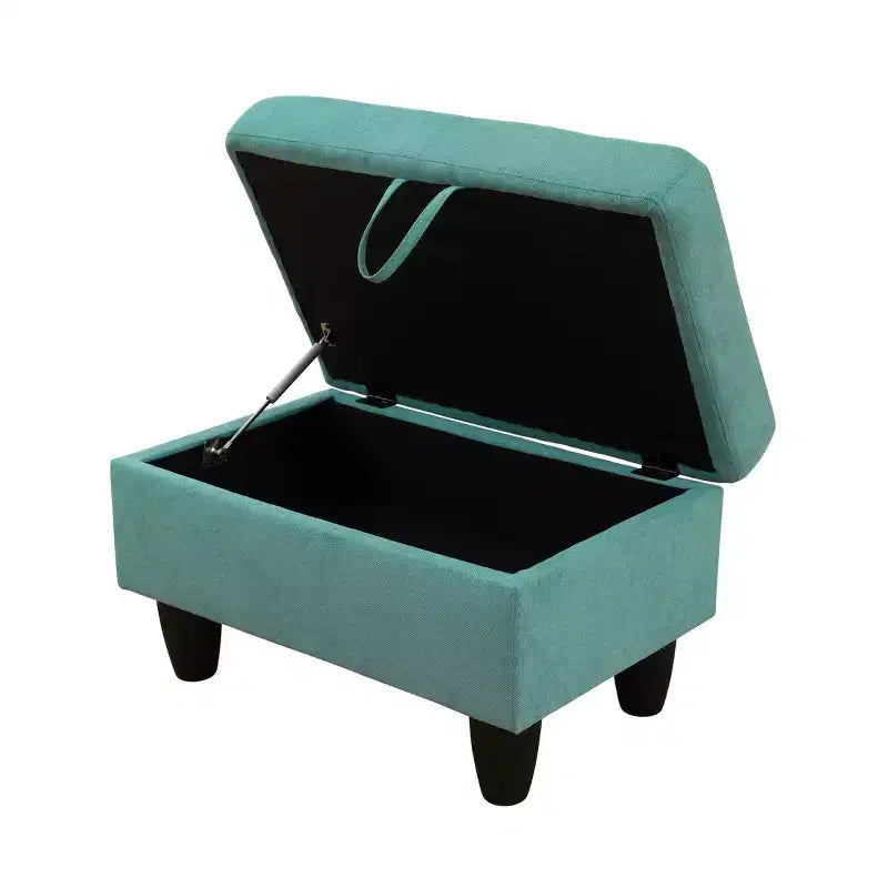 28.5 in. W Linen Rectangle Ottoman with Storage