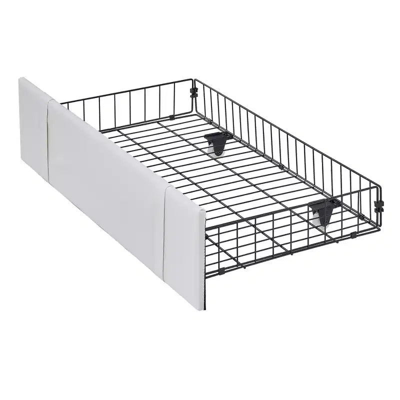 Upholstered Bed Frame for Kids, Twin Size Bed with Storage Drawer, Platform Bed with Cloud-Shaped Headboard, Blue