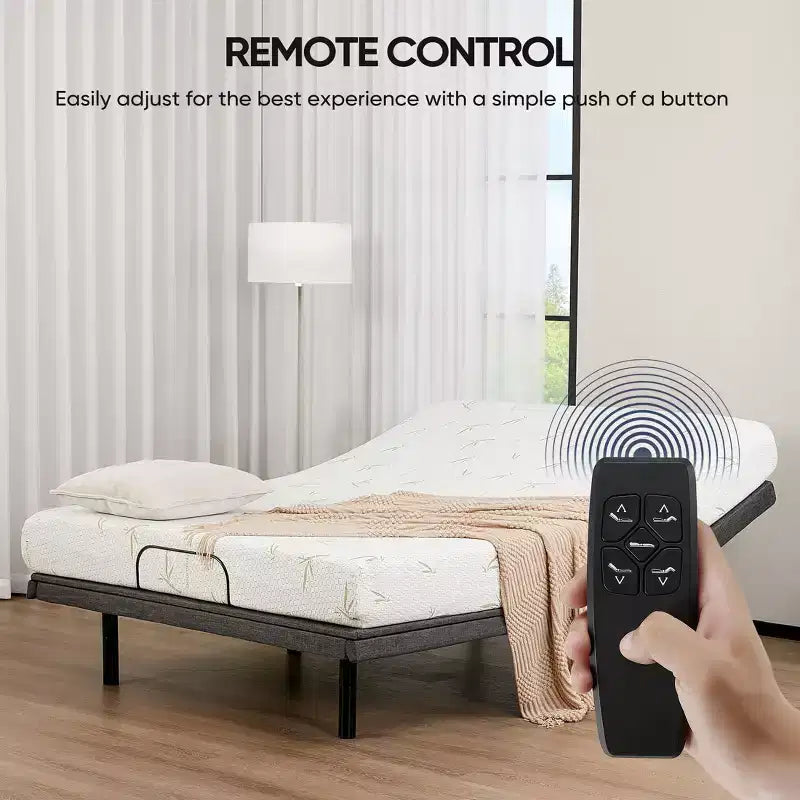 Ergonomic Motorized Bed Frame with Wireless Remote - Independent Head/Foot Tilt, Silent Power Motor, Ideal for Relax, Work, Read & TV Time