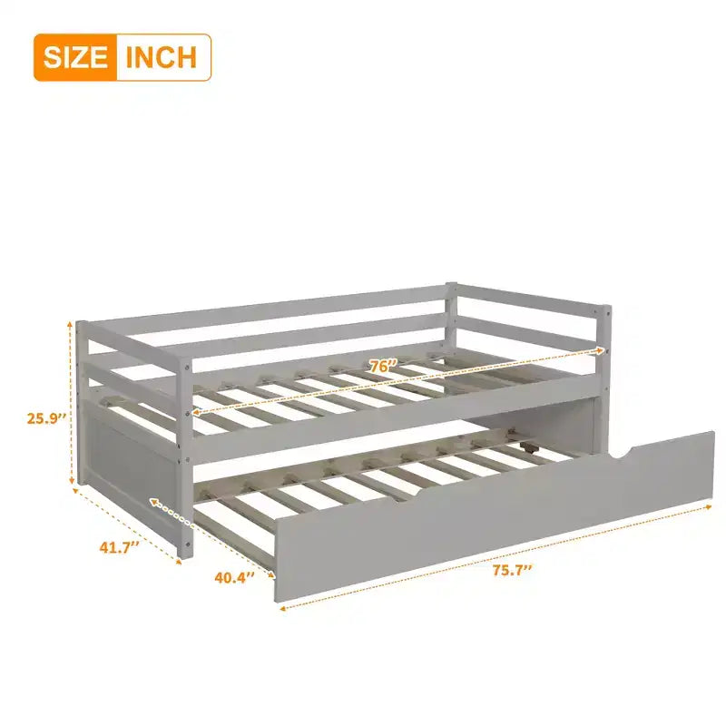 Modern Design Twin Size Wooden Daybed with Trundle, Sturdy Construction