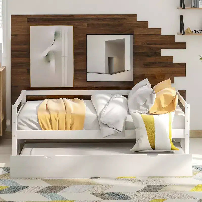 Modern Design Twin Size Wooden Daybed with Trundle, Sturdy Construction