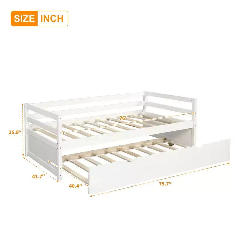 Modern Design Twin Size Wooden Daybed with Trundle, Sturdy Construction