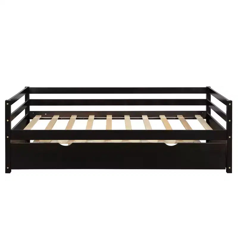 Modern Design Twin Size Wooden Daybed with Trundle, Sturdy Construction
