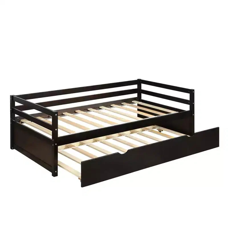 Modern Design Twin Size Wooden Daybed with Trundle, Sturdy Construction