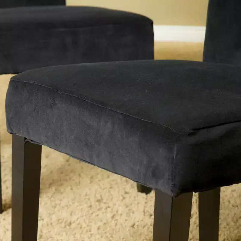 Contemporary Tufted Roll Top Dining Chairs with Tapered Leg (Set of 2)