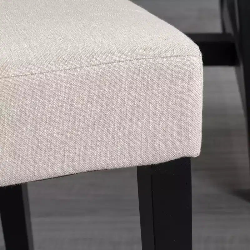 Contemporary Tufted Roll Top Dining Chairs with Tapered Leg (Set of 2)