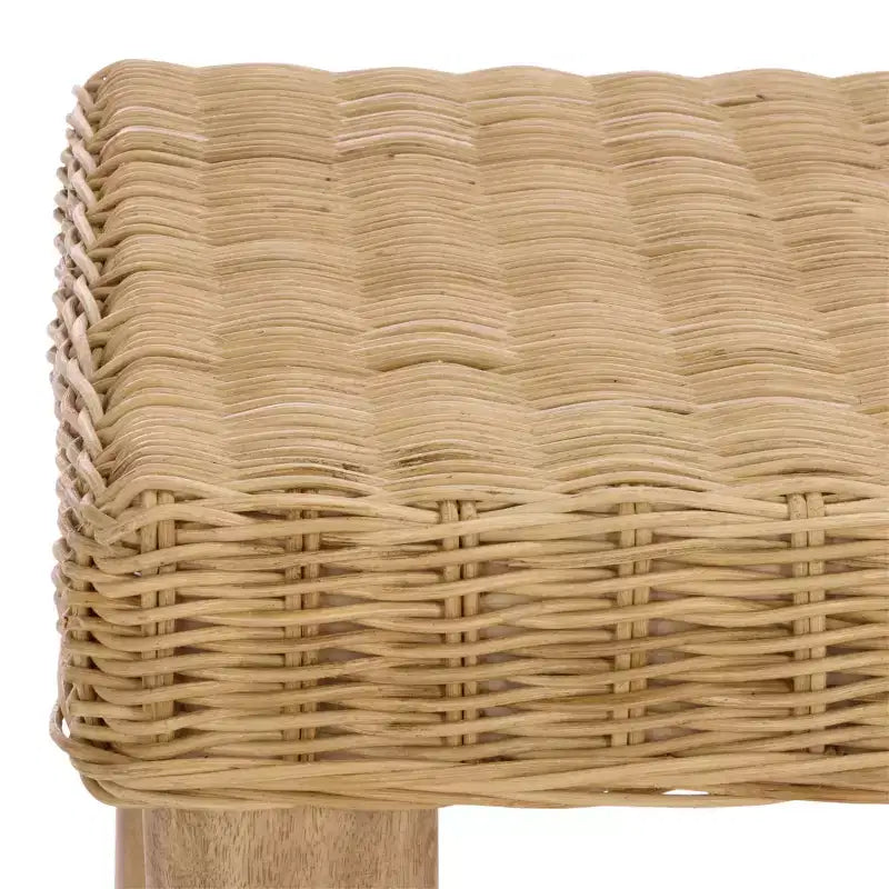 Weaved Accent Table, Natural Mango Wood with Rattan Design