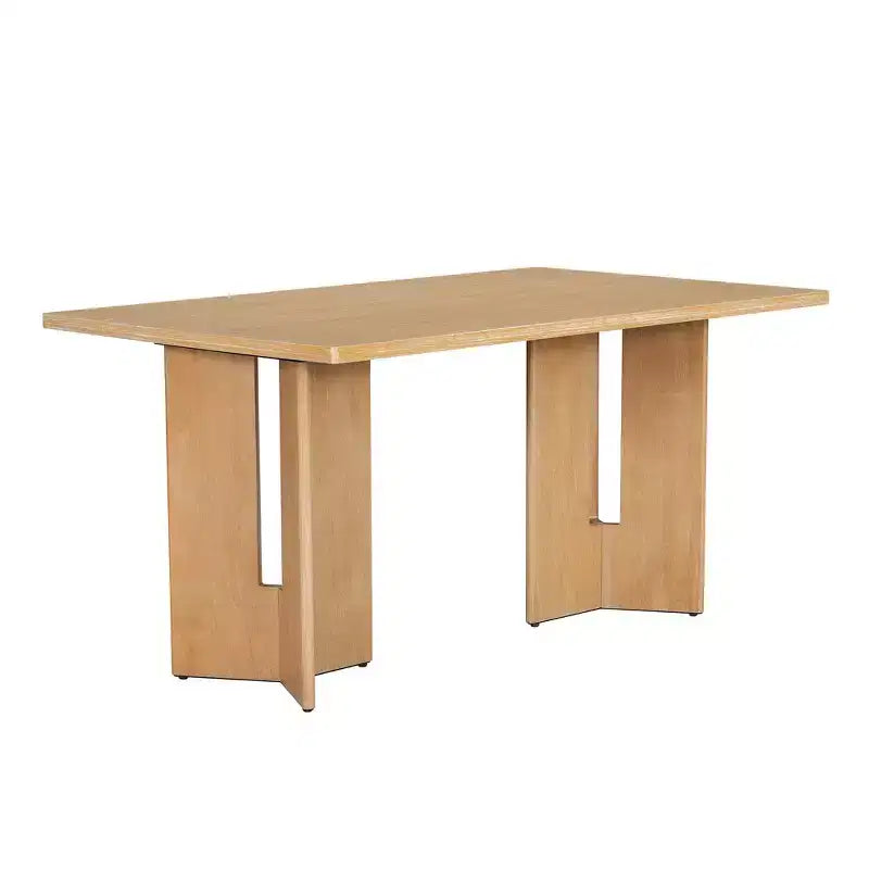 Farmhouse Wood Dining Table Set for 6 with 6 Upholstered Chairs, 60" Rectangular Dining Table with Cutout Table Legs