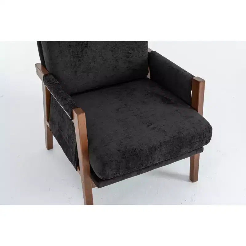 TUYOHW Mid-Century Modern Accent Chair with Chenille Upholstered Wooden Lounge Chair with Armrest Single Sofa Chairs for Living Room, Bedroom