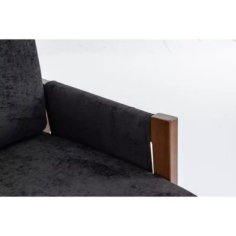 TUYOHW Mid-Century Modern Accent Chair with Chenille Upholstered Wooden Lounge Chair with Armrest Single Sofa Chairs for Living Room, Bedroom
