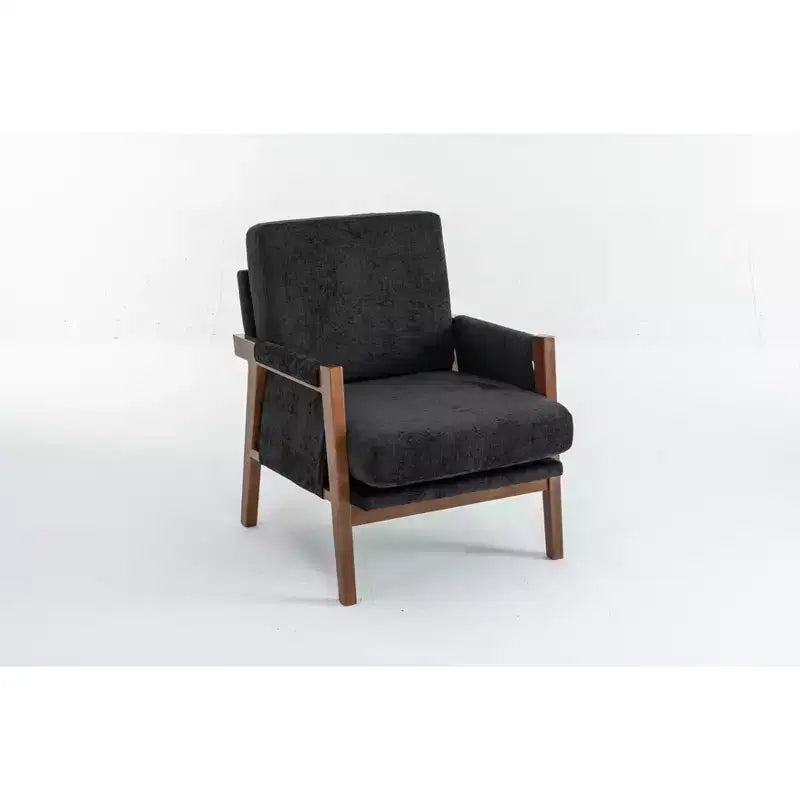 TUYOHW Mid-Century Modern Accent Chair with Chenille Upholstered Wooden Lounge Chair with Armrest Single Sofa Chairs for Living Room, Bedroom