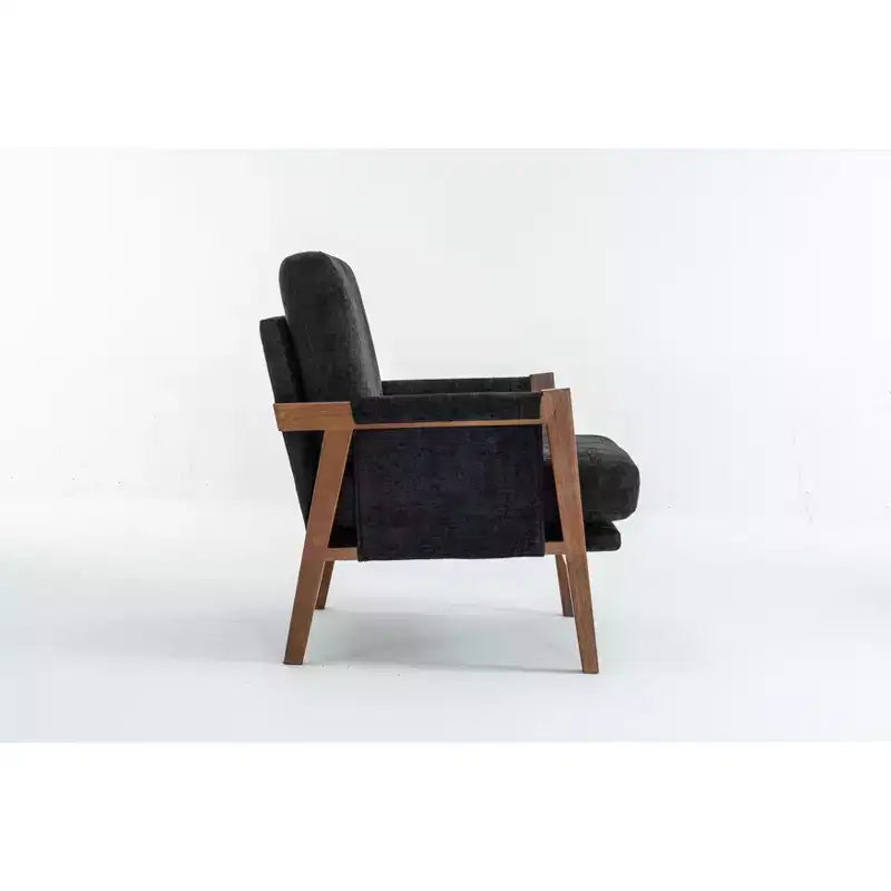 TUYOHW Mid-Century Modern Accent Chair with Chenille Upholstered Wooden Lounge Chair with Armrest Single Sofa Chairs for Living Room, Bedroom