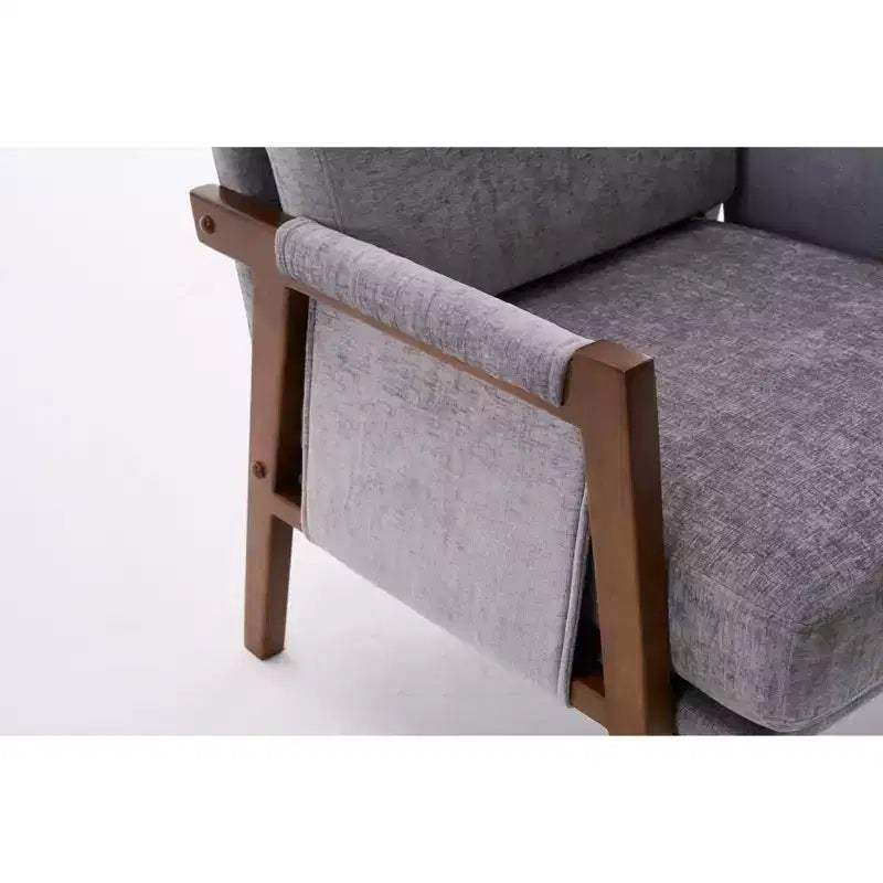 TUYOHW Mid-Century Modern Accent Chair with Chenille Upholstered Wooden Lounge Chair with Armrest Single Sofa Chairs for Living Room, Bedroom