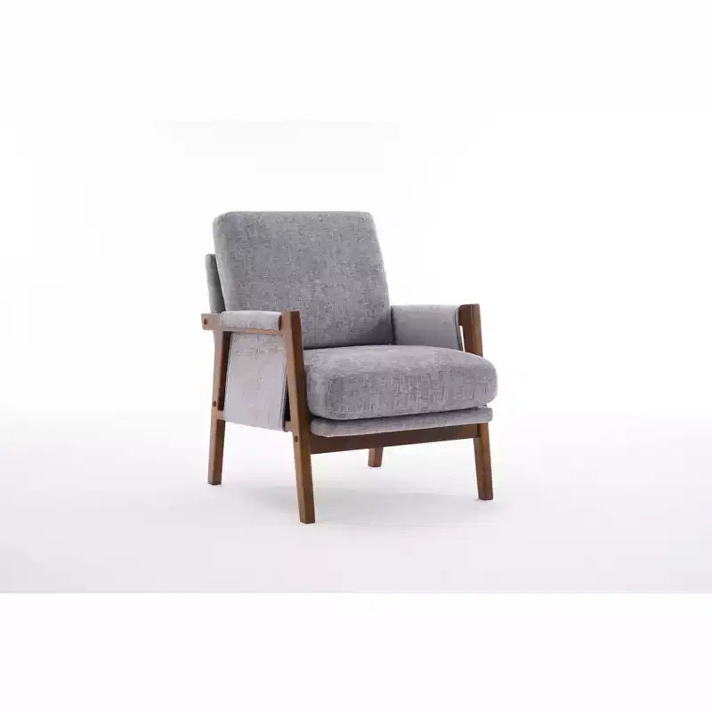 TUYOHW Mid-Century Modern Accent Chair with Chenille Upholstered Wooden Lounge Chair with Armrest Single Sofa Chairs for Living Room, Bedroom