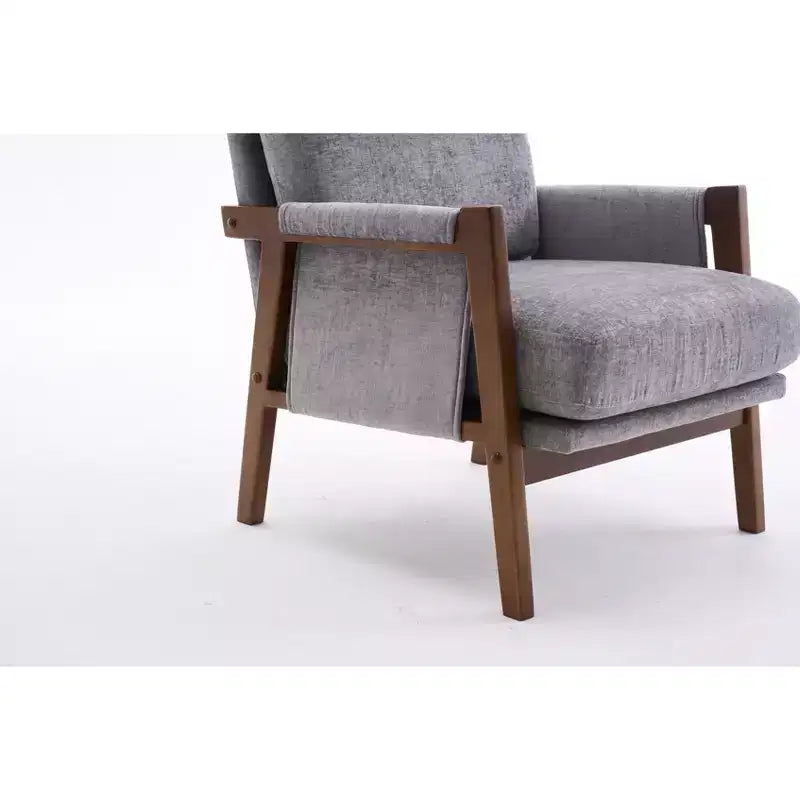 TUYOHW Mid-Century Modern Accent Chair with Chenille Upholstered Wooden Lounge Chair with Armrest Single Sofa Chairs for Living Room, Bedroom