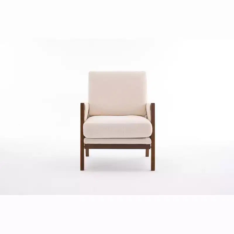TUYOHW Mid-Century Modern Accent Chair with Chenille Upholstered Wooden Lounge Chair with Armrest Single Sofa Chairs for Living Room, Bedroom
