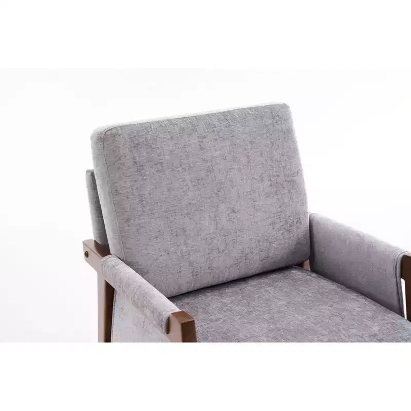TUYOHW Mid-Century Modern Accent Chair with Chenille Upholstered Wooden Lounge Chair with Armrest Single Sofa Chairs for Living Room, Bedroom