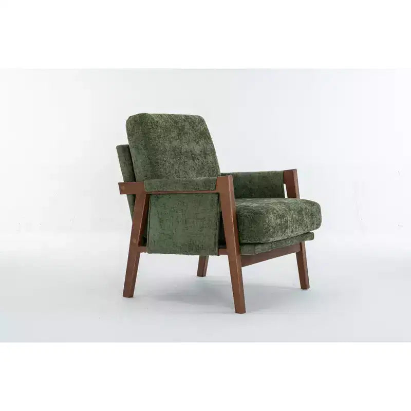 TUYOHW Mid-Century Modern Accent Chair with Chenille Upholstered Wooden Lounge Chair with Armrest Single Sofa Chairs for Living Room, Bedroom