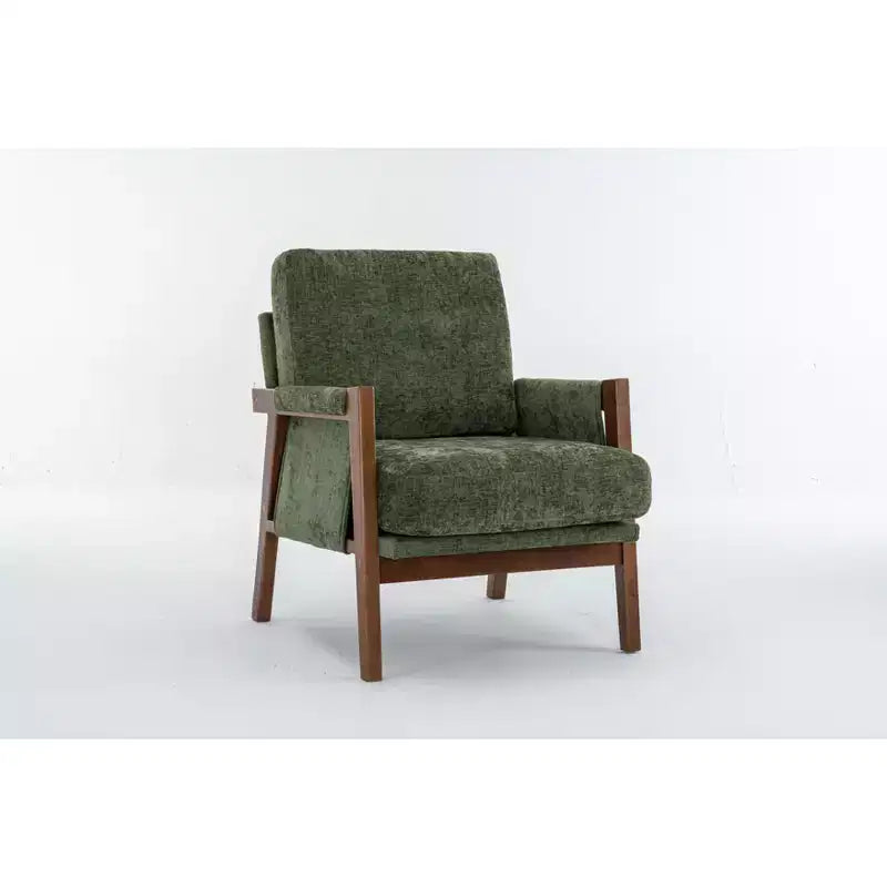 TUYOHW Mid-Century Modern Accent Chair with Chenille Upholstered Wooden Lounge Chair with Armrest Single Sofa Chairs for Living Room, Bedroom