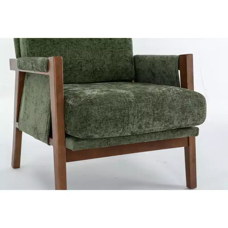 TUYOHW Mid-Century Modern Accent Chair with Chenille Upholstered Wooden Lounge Chair with Armrest Single Sofa Chairs for Living Room, Bedroom