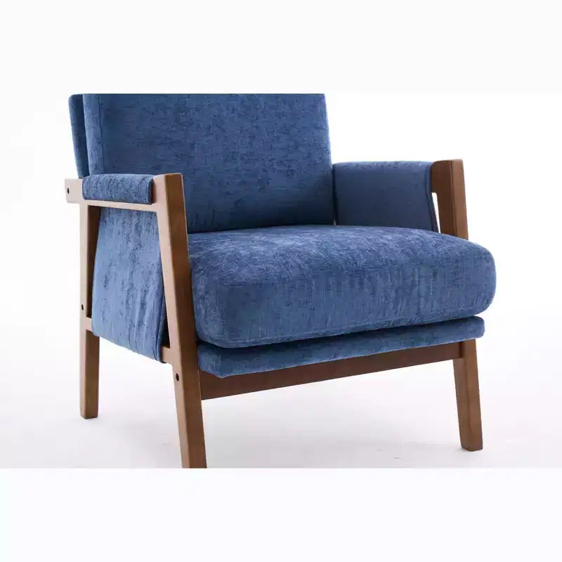 TUYOHW Mid-Century Modern Accent Chair with Chenille Upholstered Wooden Lounge Chair with Armrest Single Sofa Chairs for Living Room, Bedroom