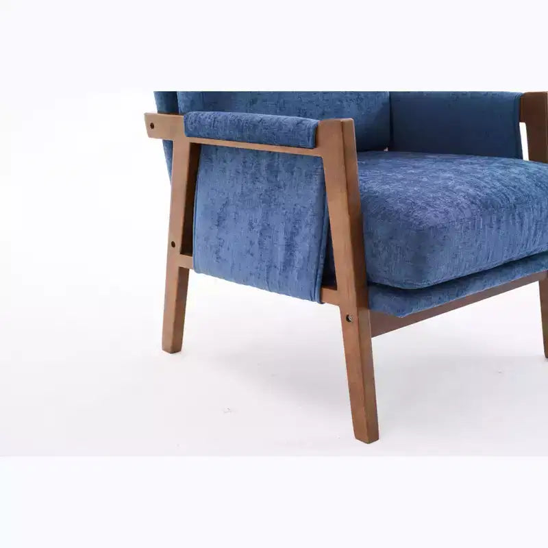 TUYOHW Mid-Century Modern Accent Chair with Chenille Upholstered Wooden Lounge Chair with Armrest Single Sofa Chairs for Living Room, Bedroom