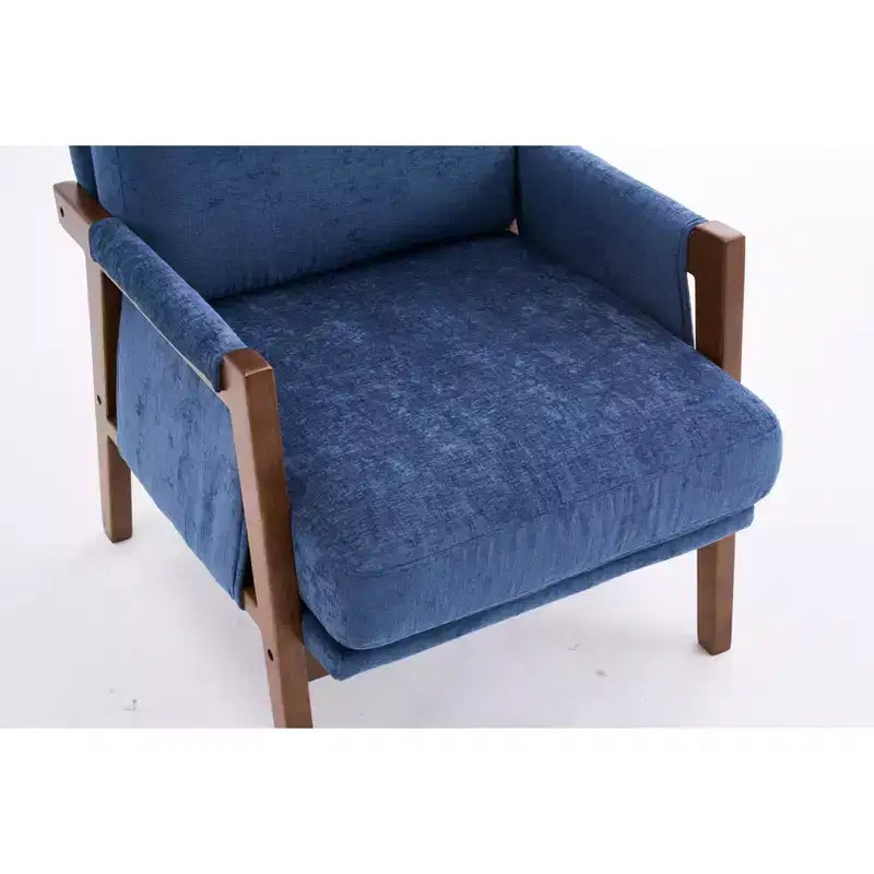 TUYOHW Mid-Century Modern Accent Chair with Chenille Upholstered Wooden Lounge Chair with Armrest Single Sofa Chairs for Living Room, Bedroom
