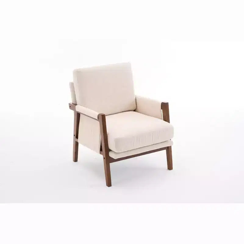 TUYOHW Mid-Century Modern Accent Chair with Chenille Upholstered Wooden Lounge Chair with Armrest Single Sofa Chairs for Living Room, Bedroom