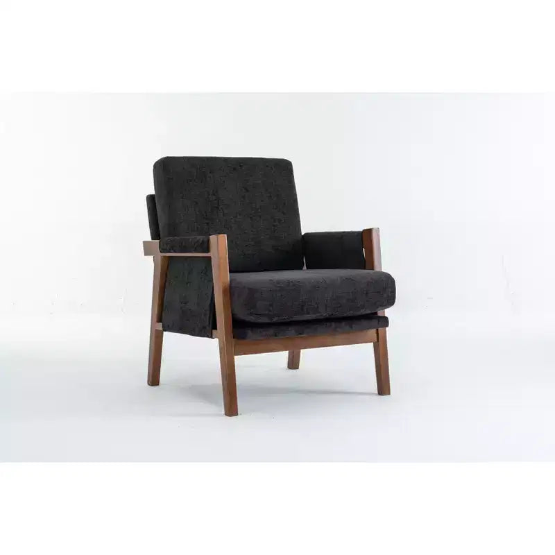 TUYOHW Mid-Century Modern Accent Chair with Chenille Upholstered Wooden Lounge Chair with Armrest Single Sofa Chairs for Living Room, Bedroom