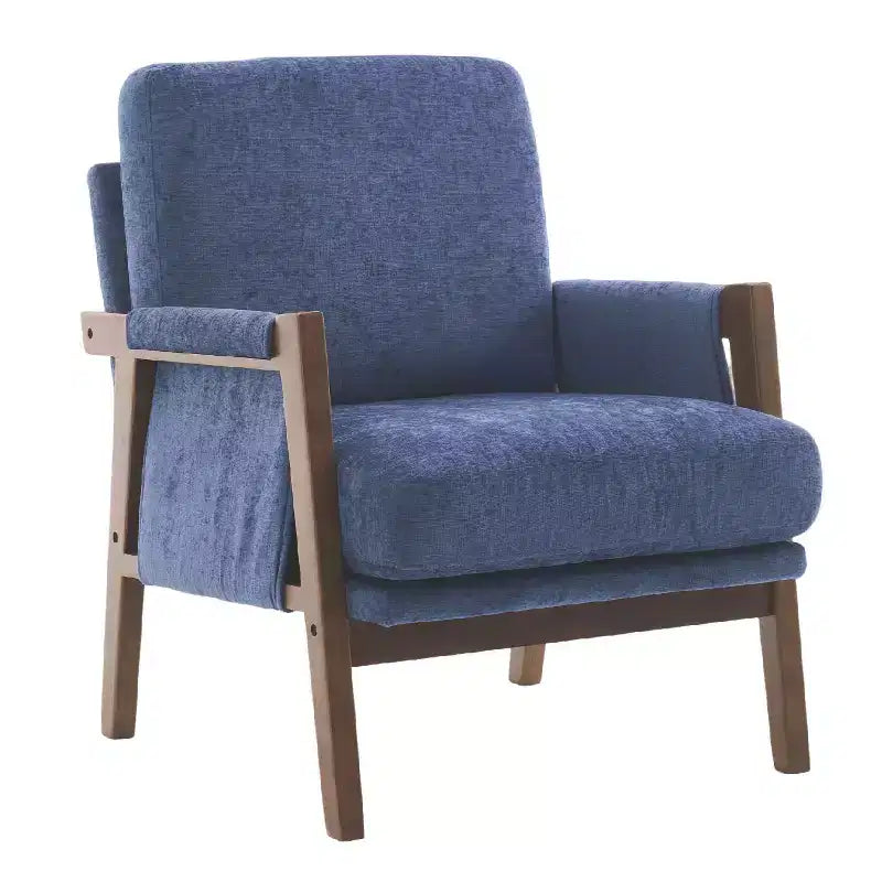 TUYOHW Mid-Century Modern Accent Chair with Chenille Upholstered Wooden Lounge Chair with Armrest Single Sofa Chairs for Living Room, Bedroom