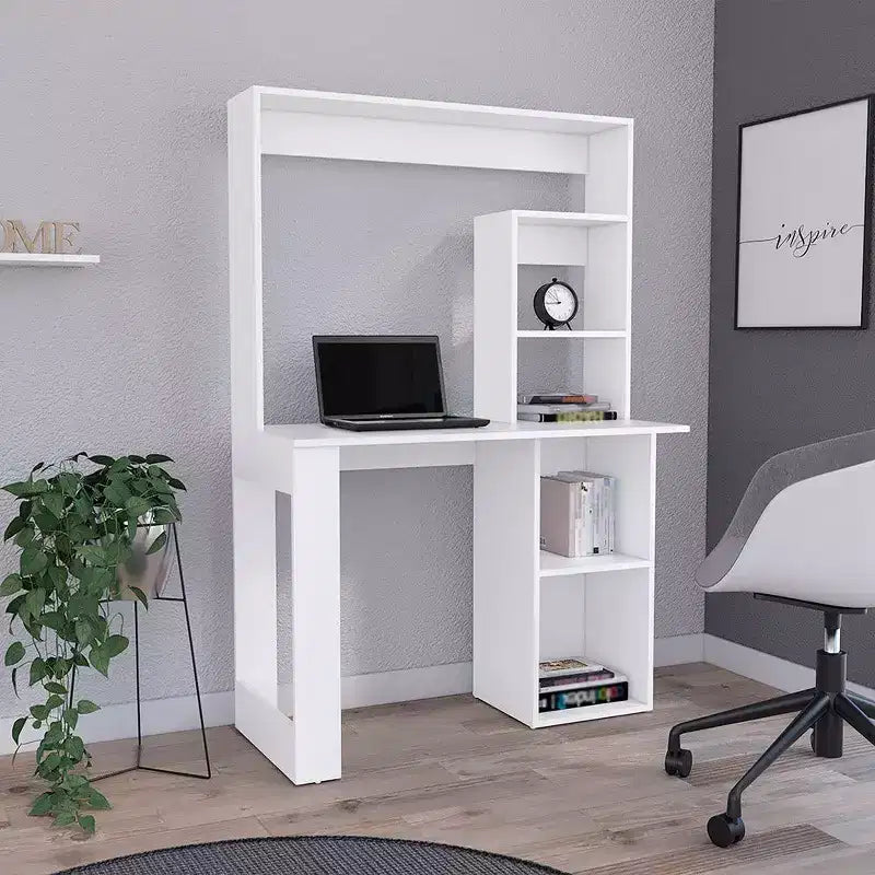 TUYOHW 38.8 Computer Desk,Writing Desk with Hutch and 5 Storage Shelves,Expansive Desktop,Modern Workstation for Laptop,Office,Bedroom,Study