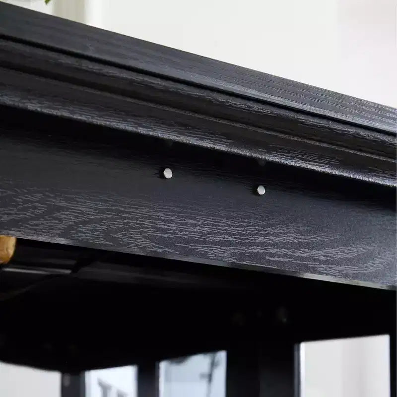 69" Antique Curio Bookshelf - Black MDF+Glass, 4 Doors, Adjustable Shelves, E26 Bulb