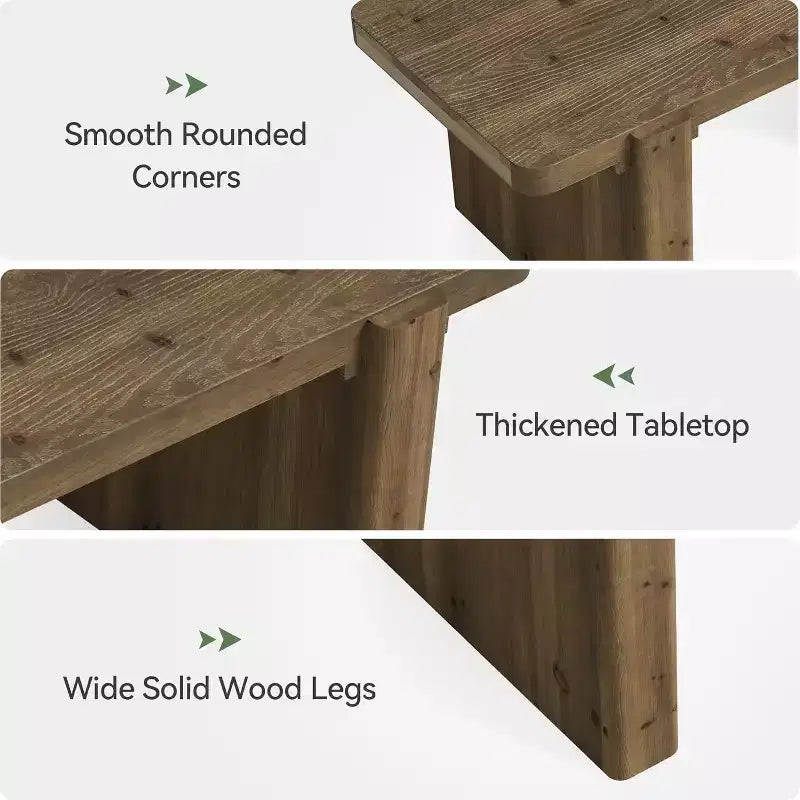 47-Inch Solid Wood Farmhouse Coffee Table with Heavy-Duty Legs, Low Cocktail Tea Table for Living Room, Easy Assembly