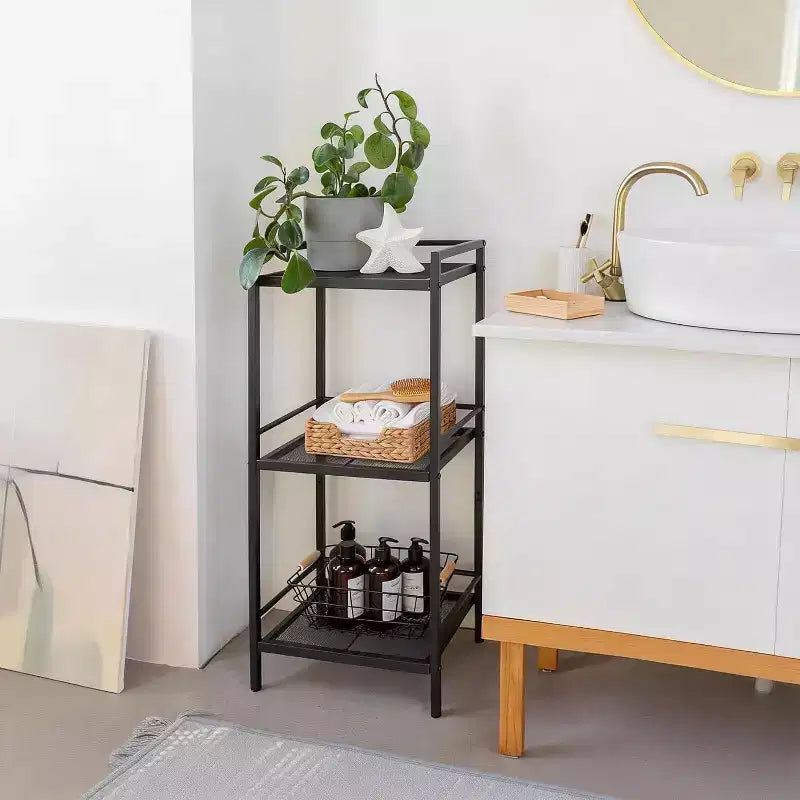 Storage Rack carbon steel Bookcase,Freestanding Bathroom Storage Shelving Unit, Display Plant Stand, Corner Rack Shelving for Kitchen Organization