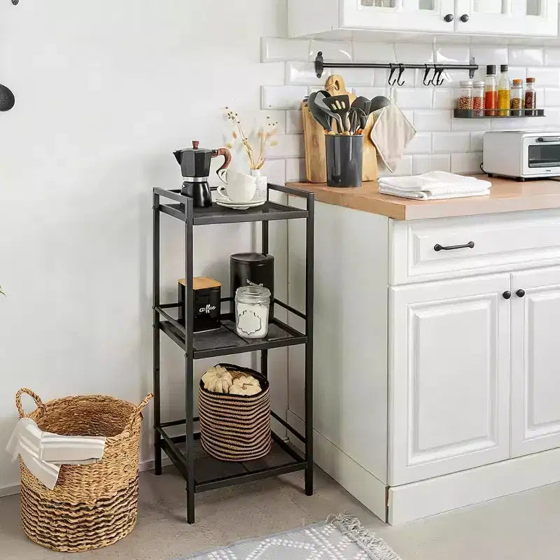 Storage Rack carbon steel Bookcase,Freestanding Bathroom Storage Shelving Unit, Display Plant Stand, Corner Rack Shelving for Kitchen Organization