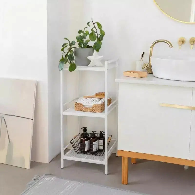 Storage Rack carbon steel Bookcase,Freestanding Bathroom Storage Shelving Unit, Display Plant Stand, Corner Rack Shelving for Kitchen Organization